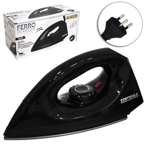 Ferro Passar Roupas Seco Leve Pratico Alta Temperatura 127V Preto