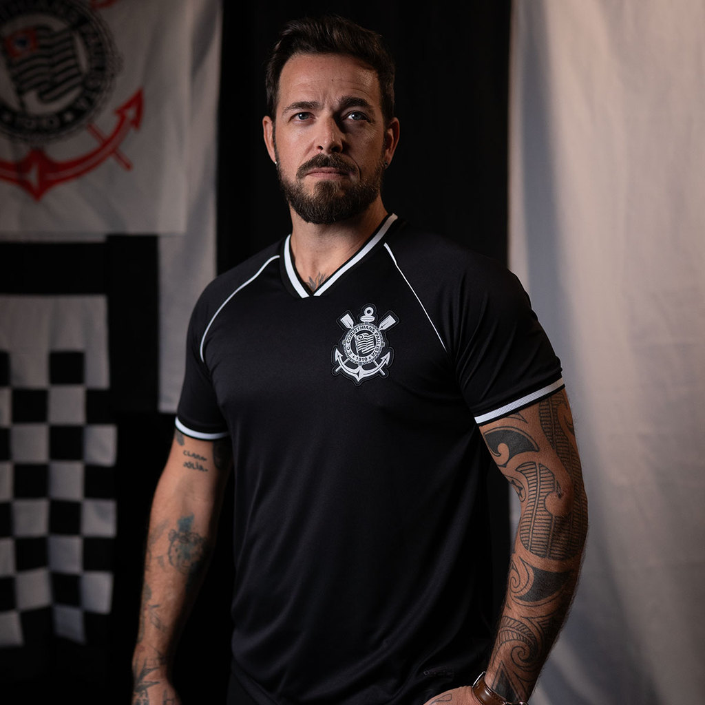Camisa Corinthians Black Series Dry Preta Masculina Oficial em Oferta na Shopee
