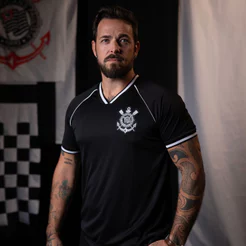 Camisa Corinthians Black Series Dry Preta Masculina Oficial