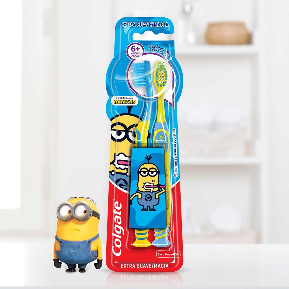 Detalhes do Escova Dental Infantil Colgate Minions Extra Macia 6+ Anos Cores Sortidas 2 Unidades