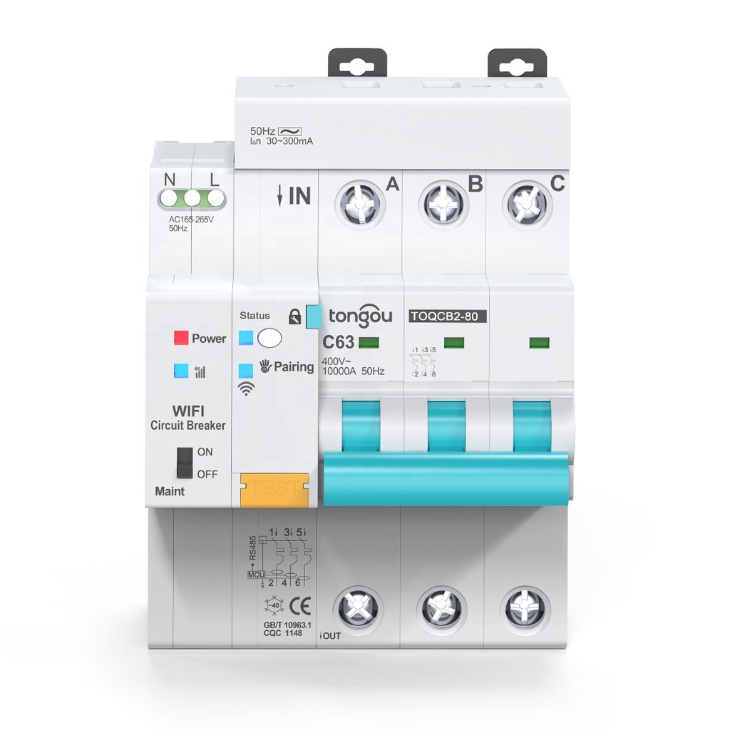 Melhor Vendedor Api Tuya WiFi Rcbo Disjuntor de Medição Smart Life Timer 2p 3p 4p Controle Remoto Interruptor Sem Fio Au