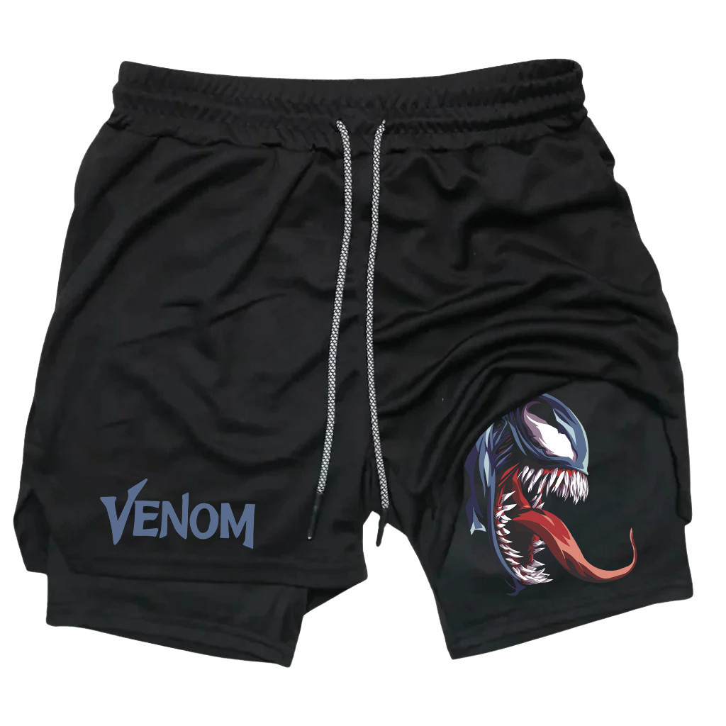 Bermuda Dri Fit Dupla com Forro Compressão Bolso Interno para Celular Venom Proteção UV em Oferta na Shopee