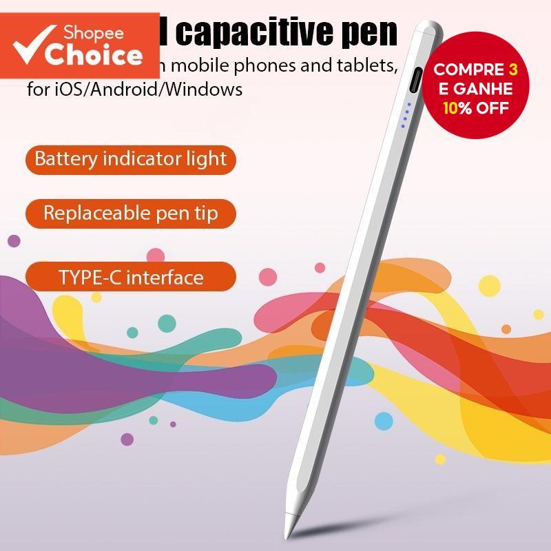 Moeda Apple Lápis LED Luz Caneta Capacitiva Substituível para Ipad e Android Samsung Tela de Toque