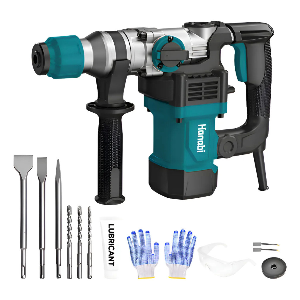 【Hanabi】Martelete Rotativo Rompedor 1600W SDS Plus Profissional Furadeira de Impacto com Kit e Maleta