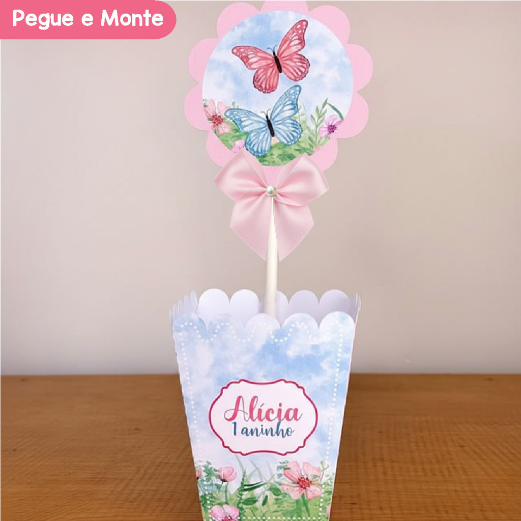 Centro de Mesa Cachepô Jardim das Borboletas | Cachepot | Personalizados | Lembrancinhas | (Pegue e Monte)