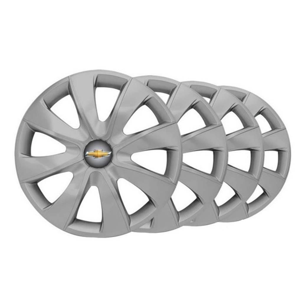 Kit Calota Prime Aro 13 Prata Para Onix Prisma Joy Classic Astra Spin Kadett
