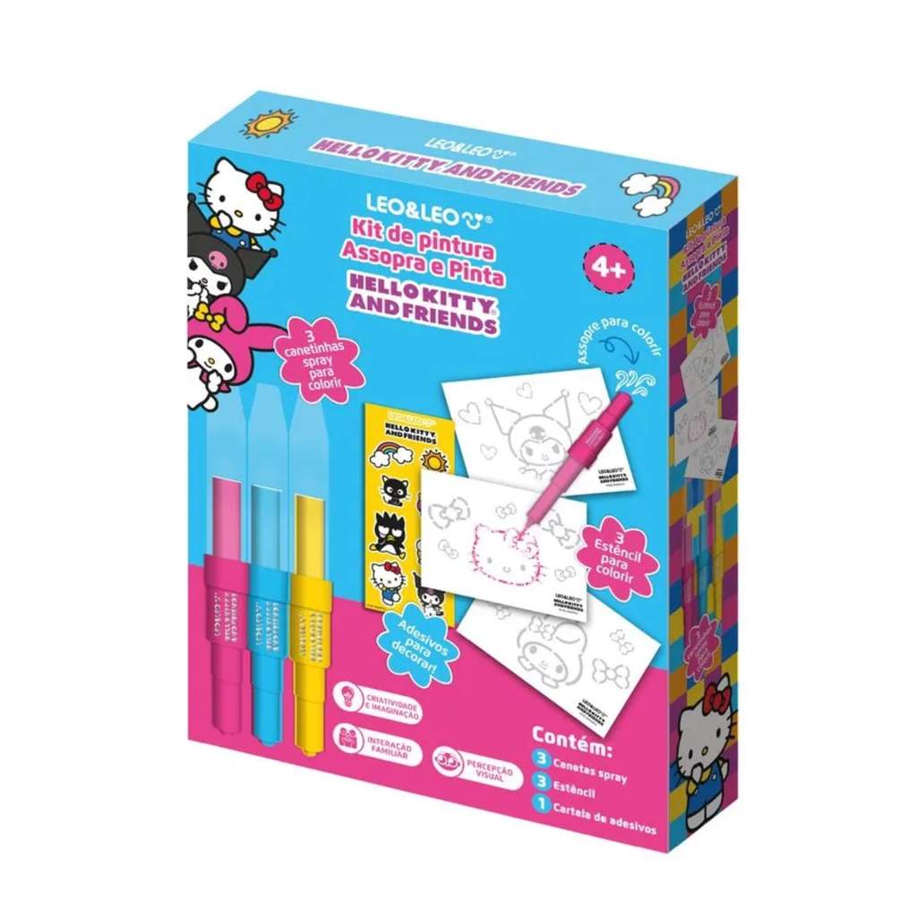 Kit de Pintura Assopra e Pinta Hello Kitty e Amigos Leo&Leo Leonora - 10644