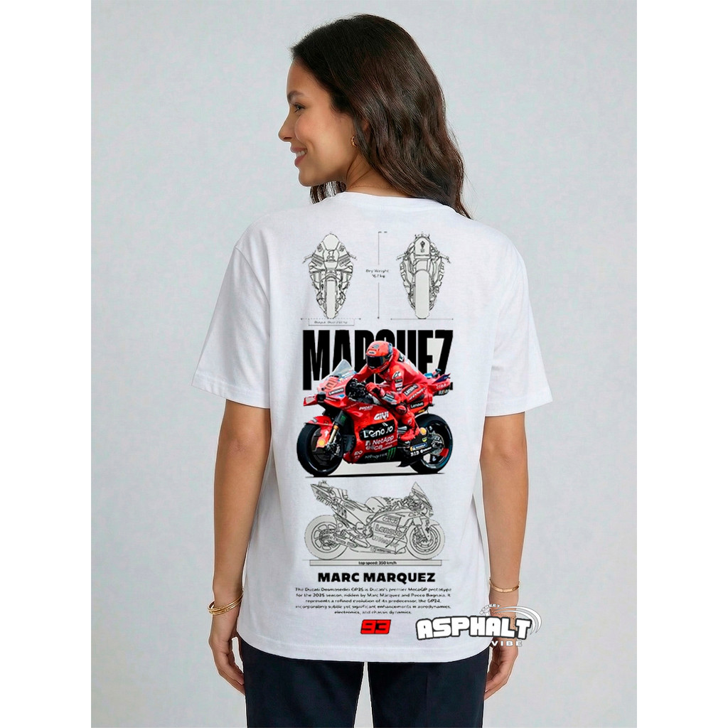 Tshirt feminina Marc marquez - Camisa Streetwear 100% Algodão Plus Size Outono Inverno Envio Mais Rápido