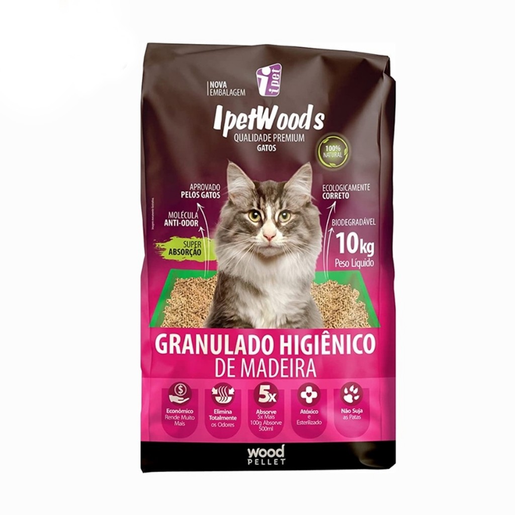 Granulado De Madeira Higiênico para Gatos Ipet Woods