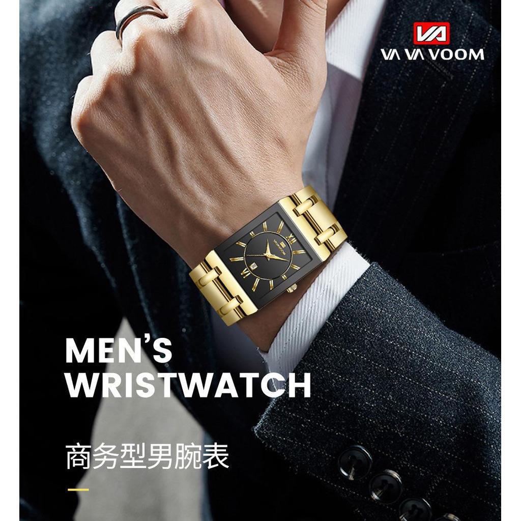 Relógio masculino relógio de quartzo à prova d'água relógio de pulso preto dourado quadrado relógio masculino com pulsei