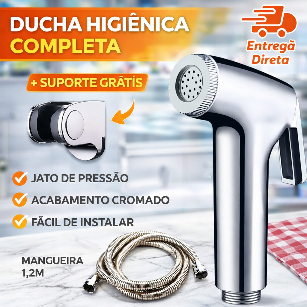 Ducha Higiênica 1,2m – Jato Pressurizado, Metal Reforçado Com Núcleo De Cobre