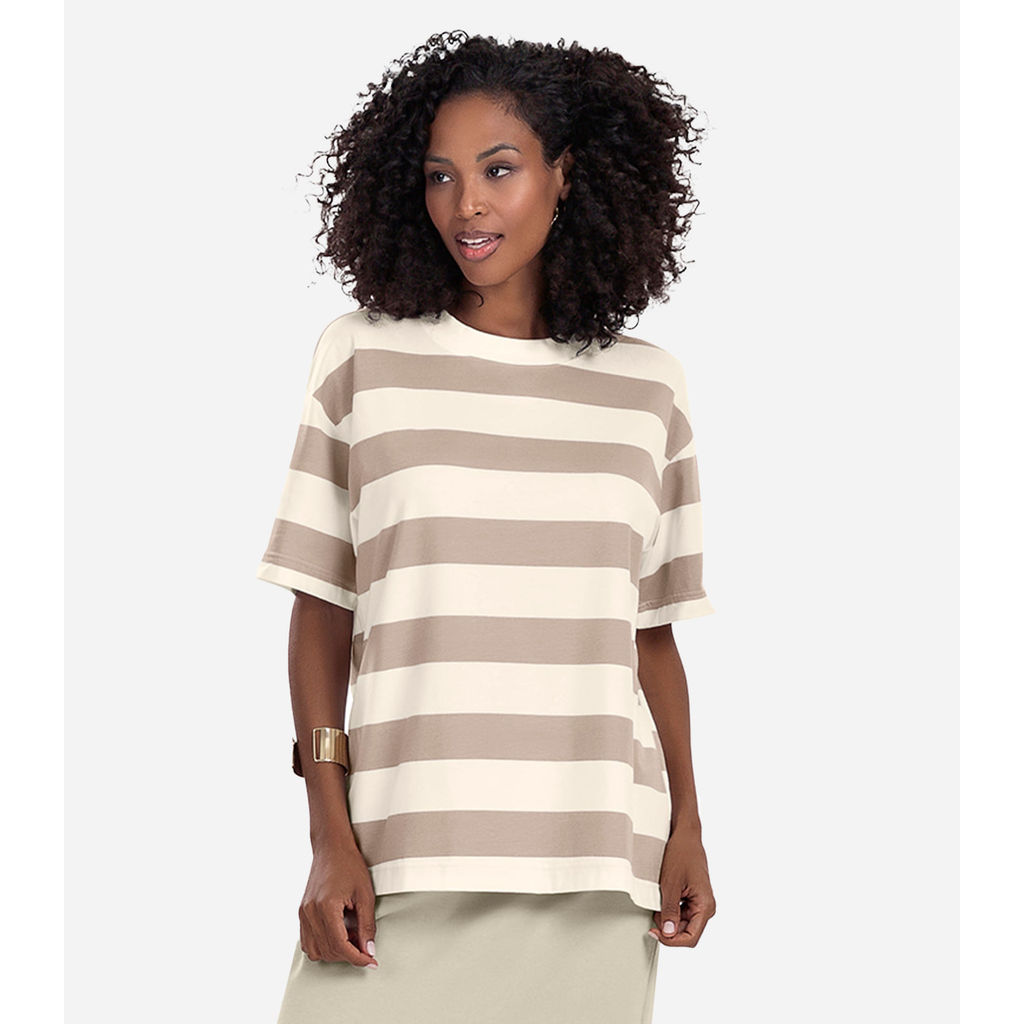 T- Shirt Feminina Cotton Leve Rovitex Marrom em Oferta na Shopee