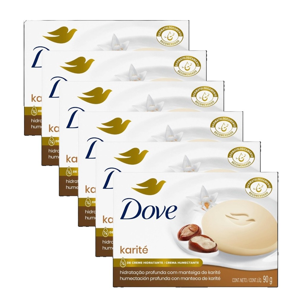 kit 6 Sabonete em Barra Dove Karite 90G