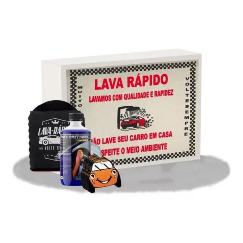 Kit Para Lavagem Automotiva Profissional Tapete Automotivo Lixeirinha Cheirinho Brilha Pneu 500ml