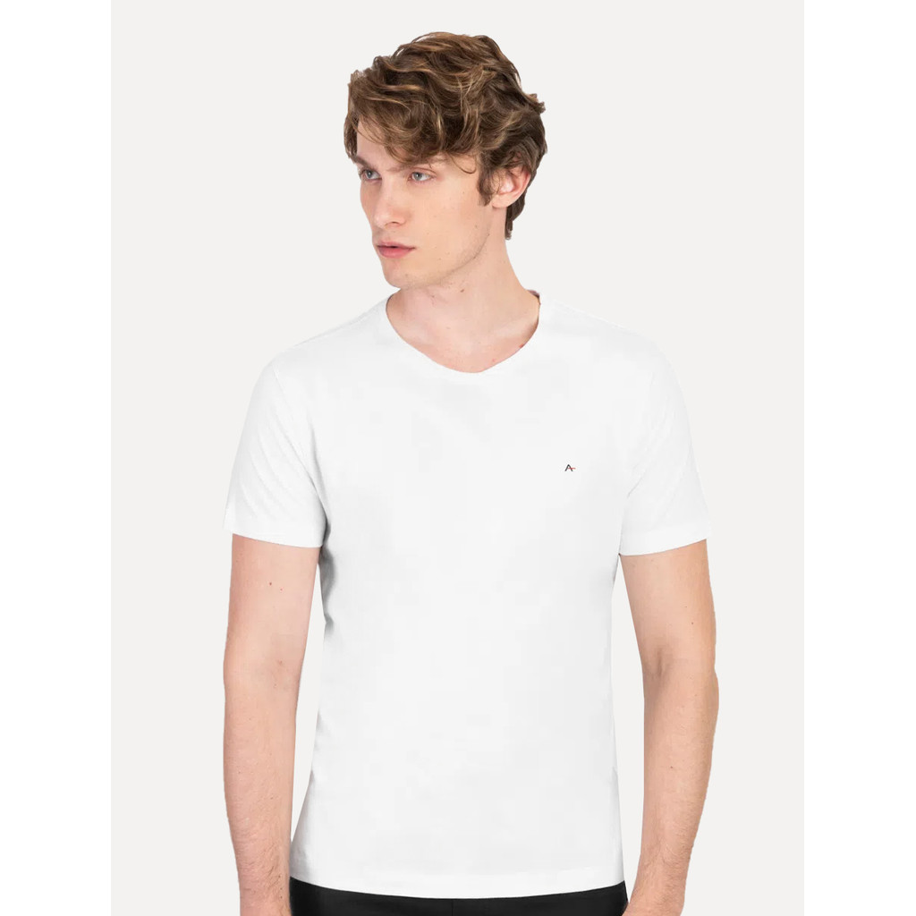 Camiseta Aramis Original Masculina Basic Lisa Dark Logo Branca