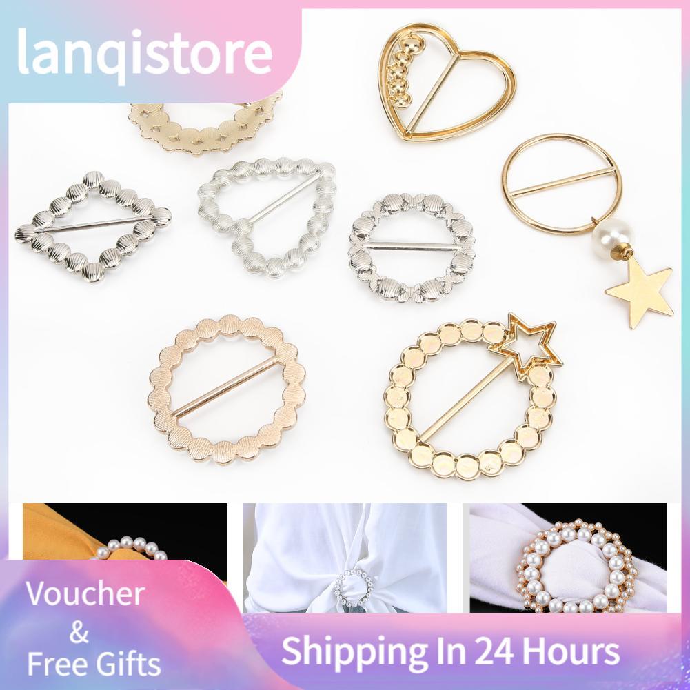 Lanqistore Lanqistore Cachecol de strass com fivela de pérolas, lenços pequenos e simplistas para mulheres, clipe firme