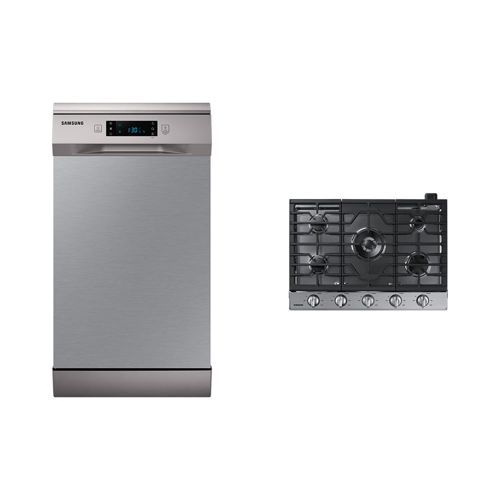 Lava-louças 10 Serviços 127V + Cooktop Inox 5 Queimadores com Wi-Fi e Dupla Chama