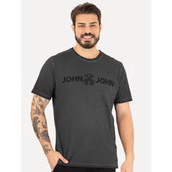 Camiseta John John Original JJ Basic Logo Stone Cinza Escuro