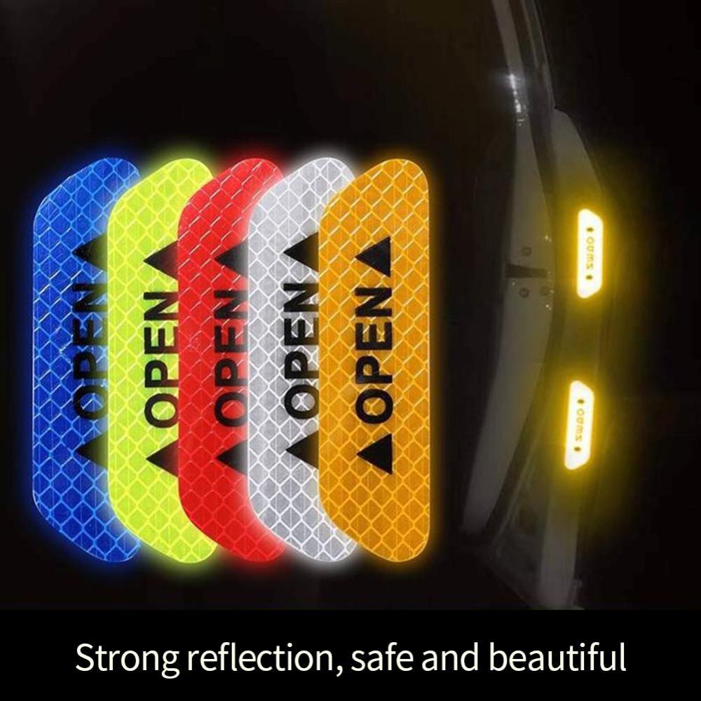 TKEY 4 Pçs/Set Adesivos De Porta De Carro Fita De Advertência Reflexiva De Segurança Noturna Decorativos Faixa Acessório