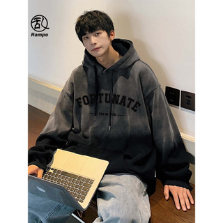 Pesado Tie-Dye gradiente moletom masculino outono inverno estilo forro de lã americano Retro com capuz oversize jaqueta 