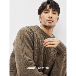 JSSD HOMME Suéter masculino de lã pura de inverno ligeiramente solto suéter de cor sólida suéter masculino suor