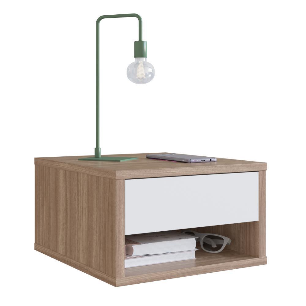 Mesa de Cabeceira Moderna Suspensa Slim com 1 Gaveta B87 Montana Branco Emovell