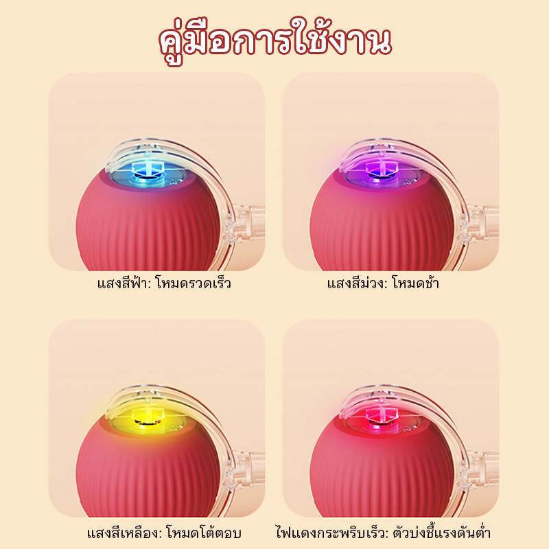 ลูกบอลแมวอัจฉริยะ  ระบบหลบหลีกอัตโนมัติ  3 โหมดแสง  ขนาด 6x5.5 ซม.  วัสดุซิลิโคน - ภาพที่ 4