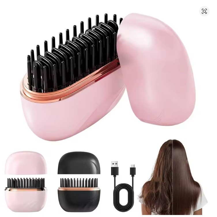 2025 Novo mini Alisador De Cabelo Portátil Escova anti-Queimadura Escudo Sem Fio Alisadores De Carregamento usb