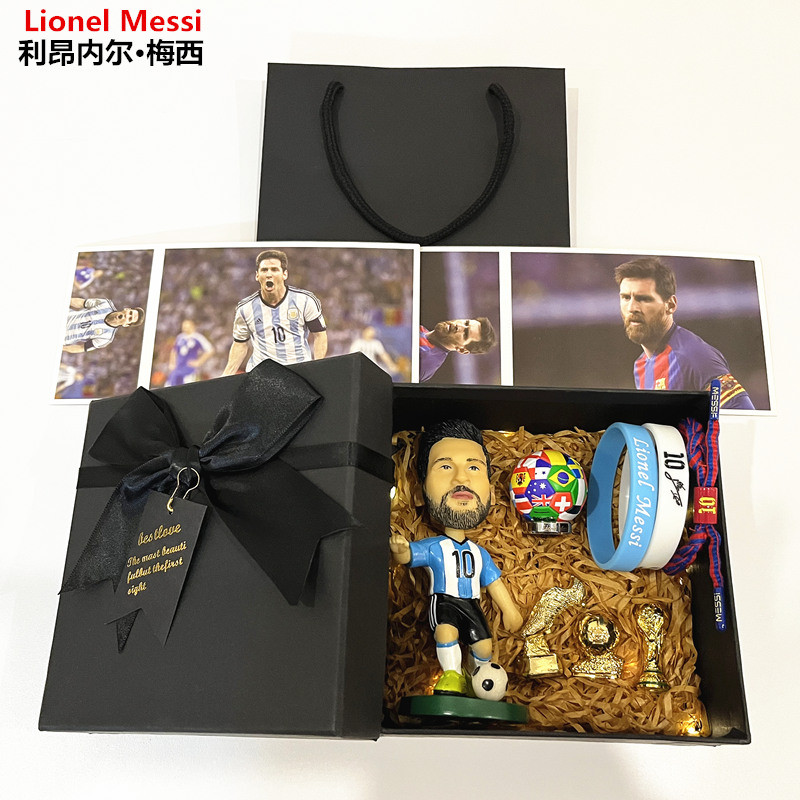 Argentina Messi Figura Boneca Modelo Decoração Fãs de Futebol Lembranças Periféricas Caixa de Presente de Aniversário pa