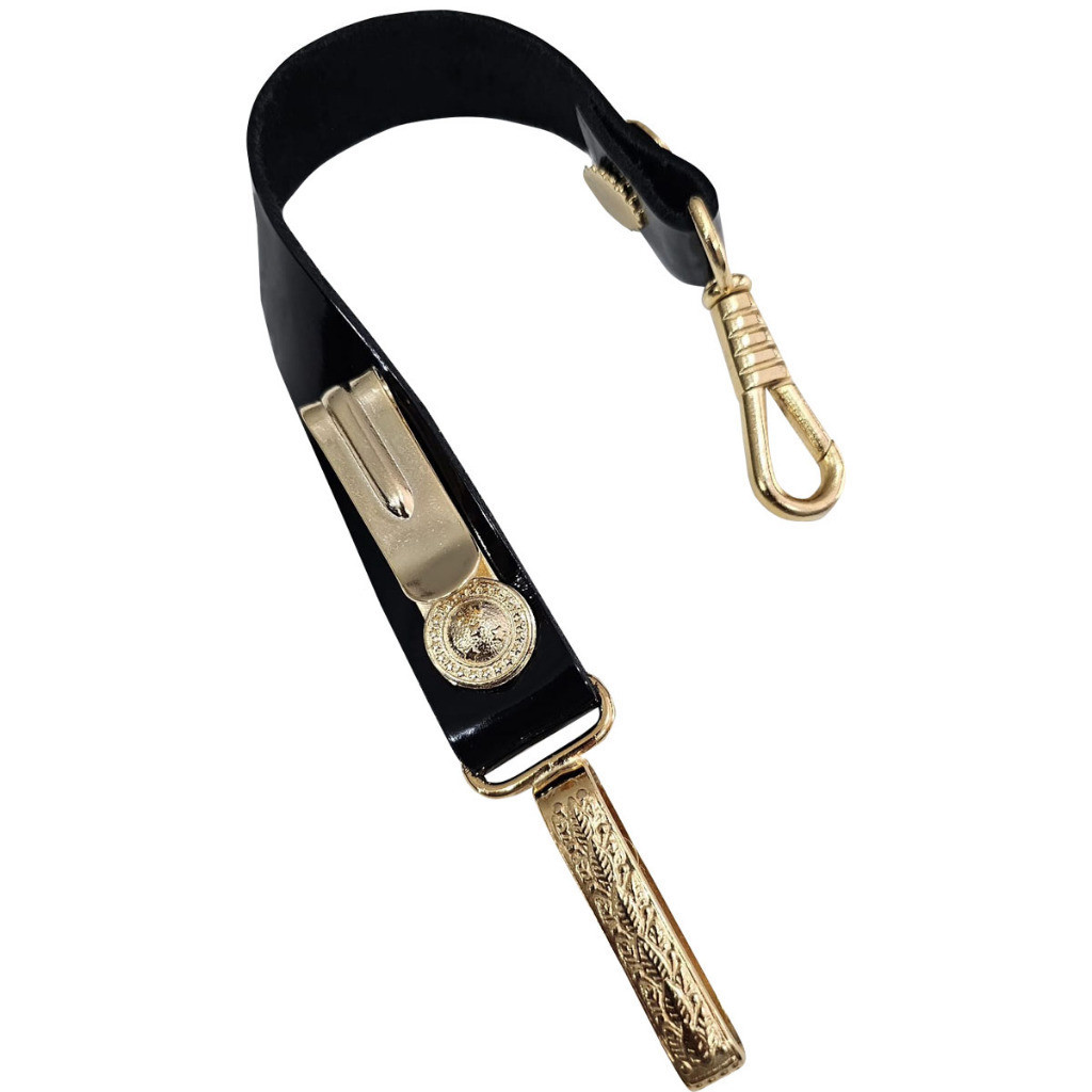 Guia Talim De Espada Dourado Fita Couro