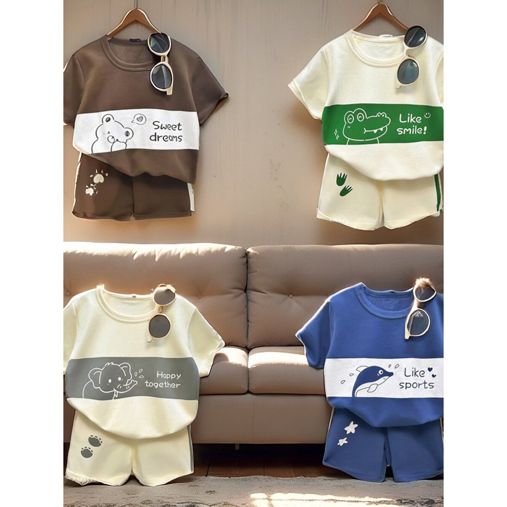 2026 verão crianças Shorts de manga curta terno listrado meninas meninos camiseta roupas de bebê versão coreana roupas i