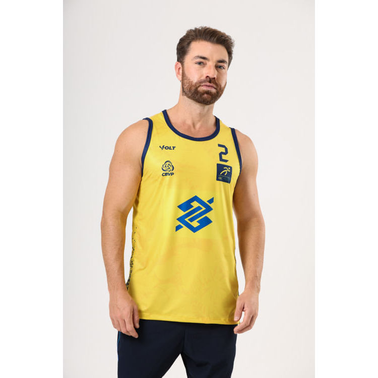 Regata Vôlei De Praia Brasil Oficial Masculina Amarelo Volt