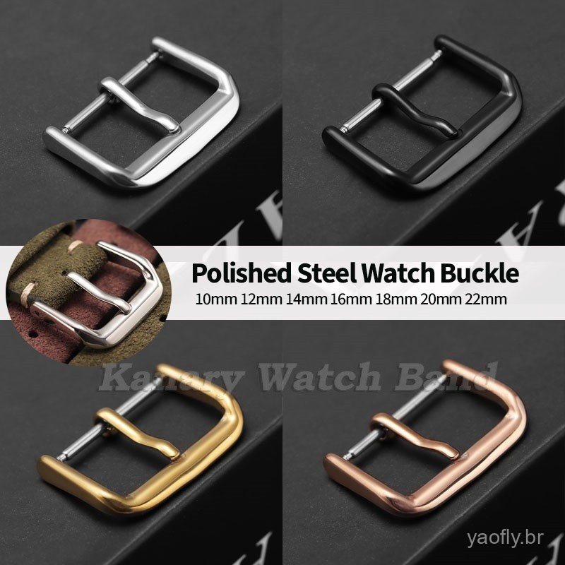 Fivela de Metal Polido em Aço Inoxidável para Pulseira de Relógio 10/12/14/16/18/20/22mm, Fivela Universal de Substituiç
