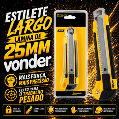 Estilete Emborrachado 25MM Profissional Original Vonder Com Garantia