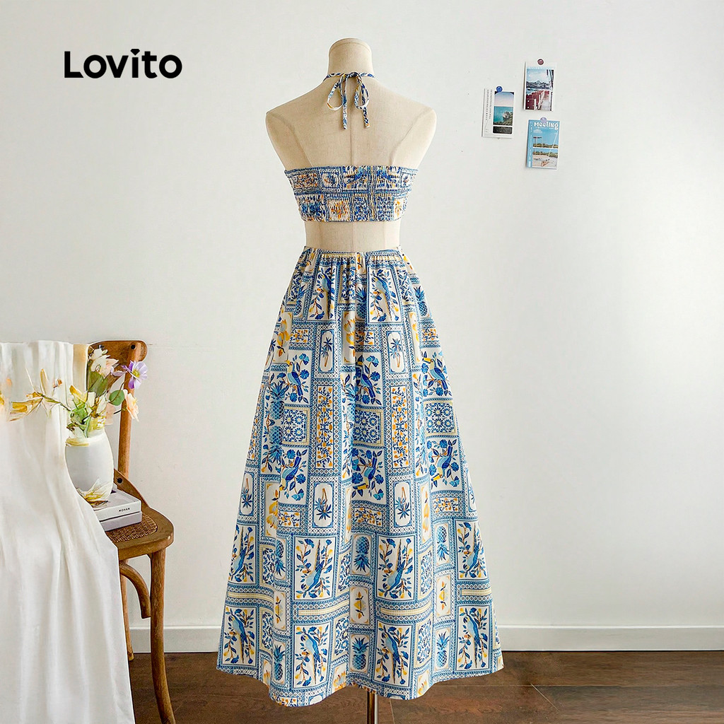 Lovito Vestido Boho Flores Estilo Resort Lazer Vestido Primavera/verão para Mulheres L176ED047