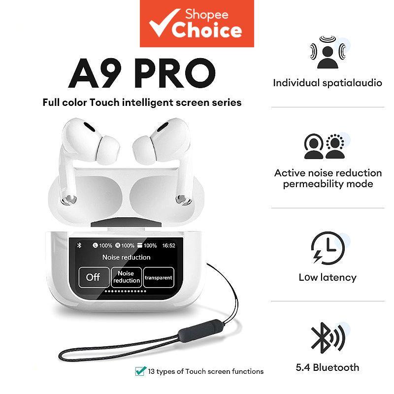 Fones de Ouvido Sem Fio TWS A9 Pro Bluetooth 5.4 ANC ENC Cancelamento de Ruído HiFi Estéreo