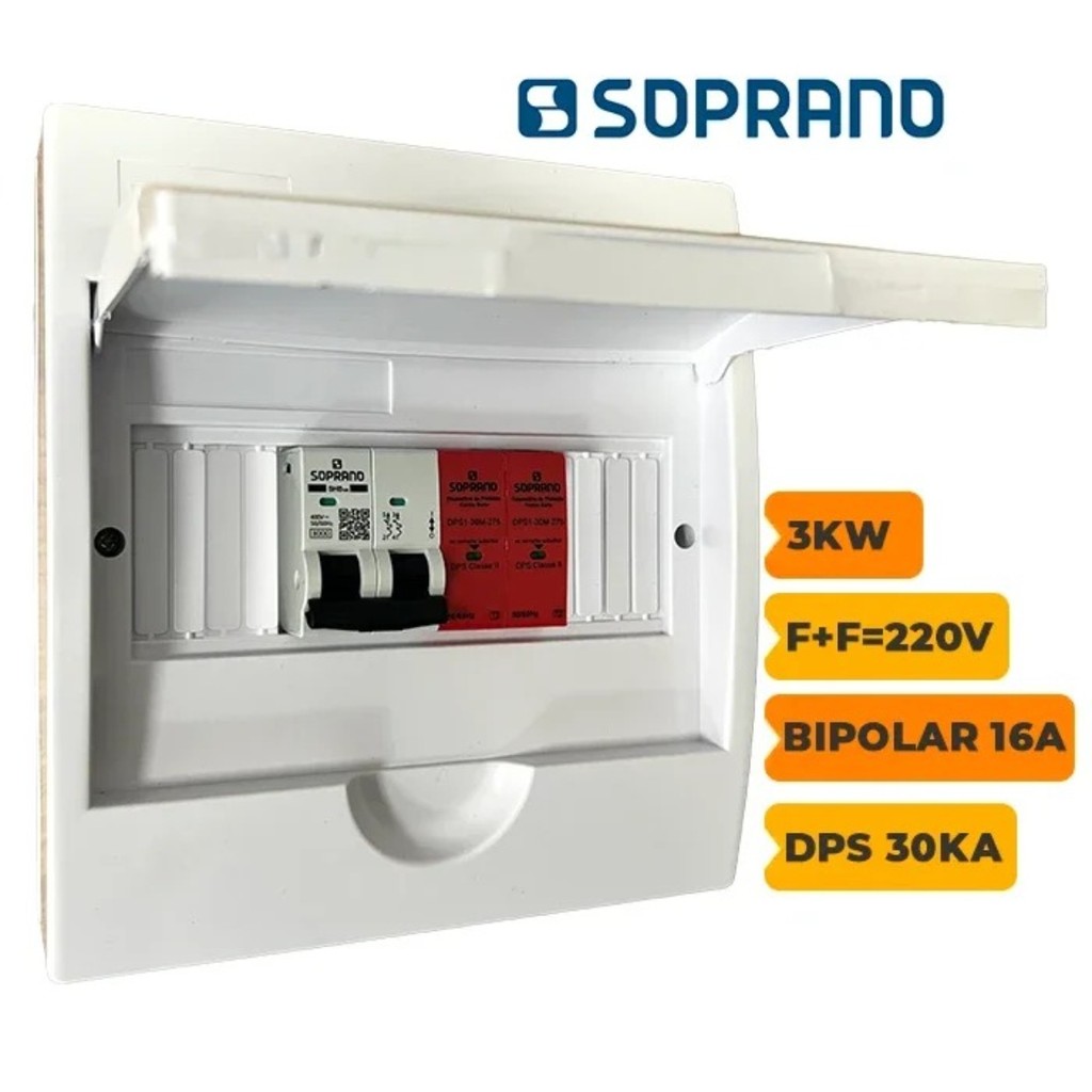 Quadro CA de Distribuição Bipolar 16A Com DPS 30kA 275V