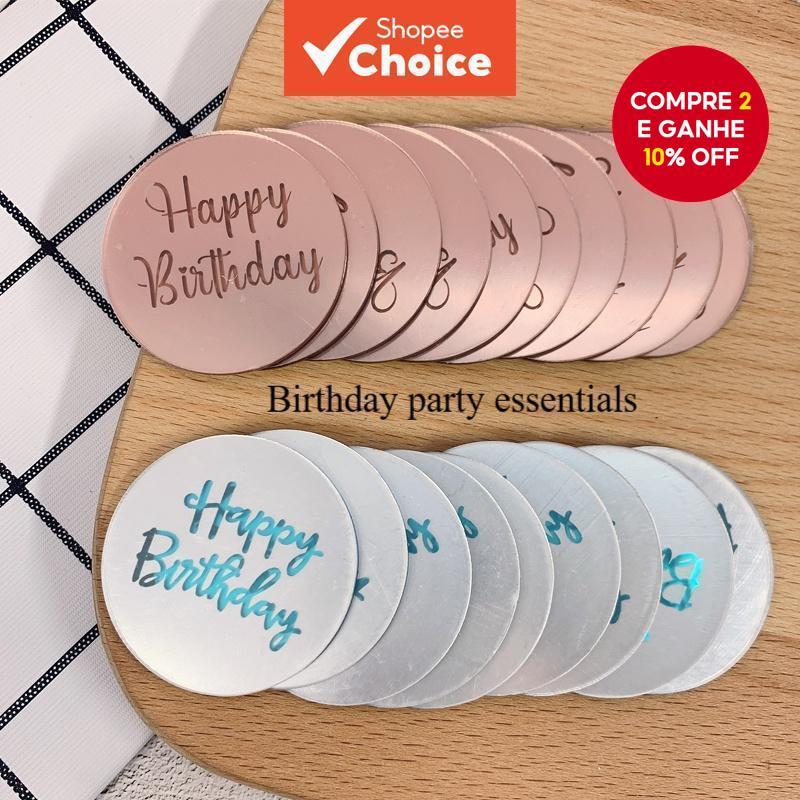 Decorações Acrílicas De Bolo De Feliz Aniversário Para Festa De , Sobremesa , 10 Peças