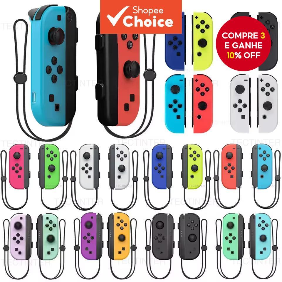  Controlador sem fio para Nintendo Switch, Joycon para console NS Switch/Lite/OLED, controle com vibração dupla