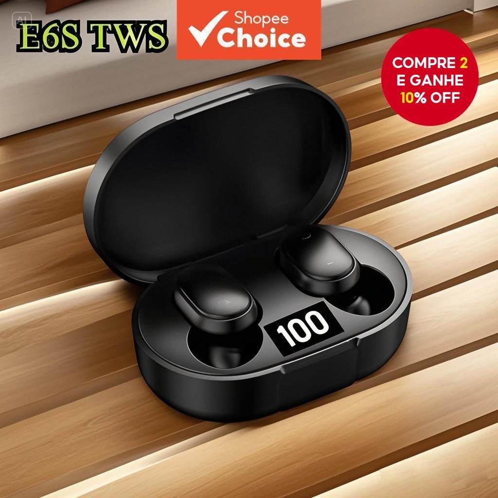 E6S TWS Bluetooth 5.0 Fones De Ouvido Estojo De Carregamento Portátil Sem Fio Ultracompacto Leve