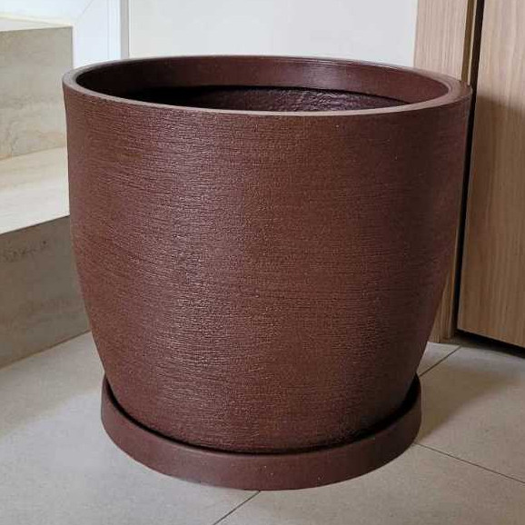 Vaso para Plantas em Plástico Polietileno Tam G com Prato Bojo Redondo Textura Grafiato em Oferta na Shopee