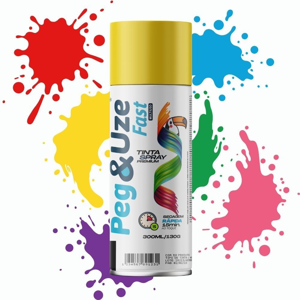 Tinta Spray Amarelo 300 mL Peg&Uze Fast – Uso Interno e Externo incrivelmente qualificado