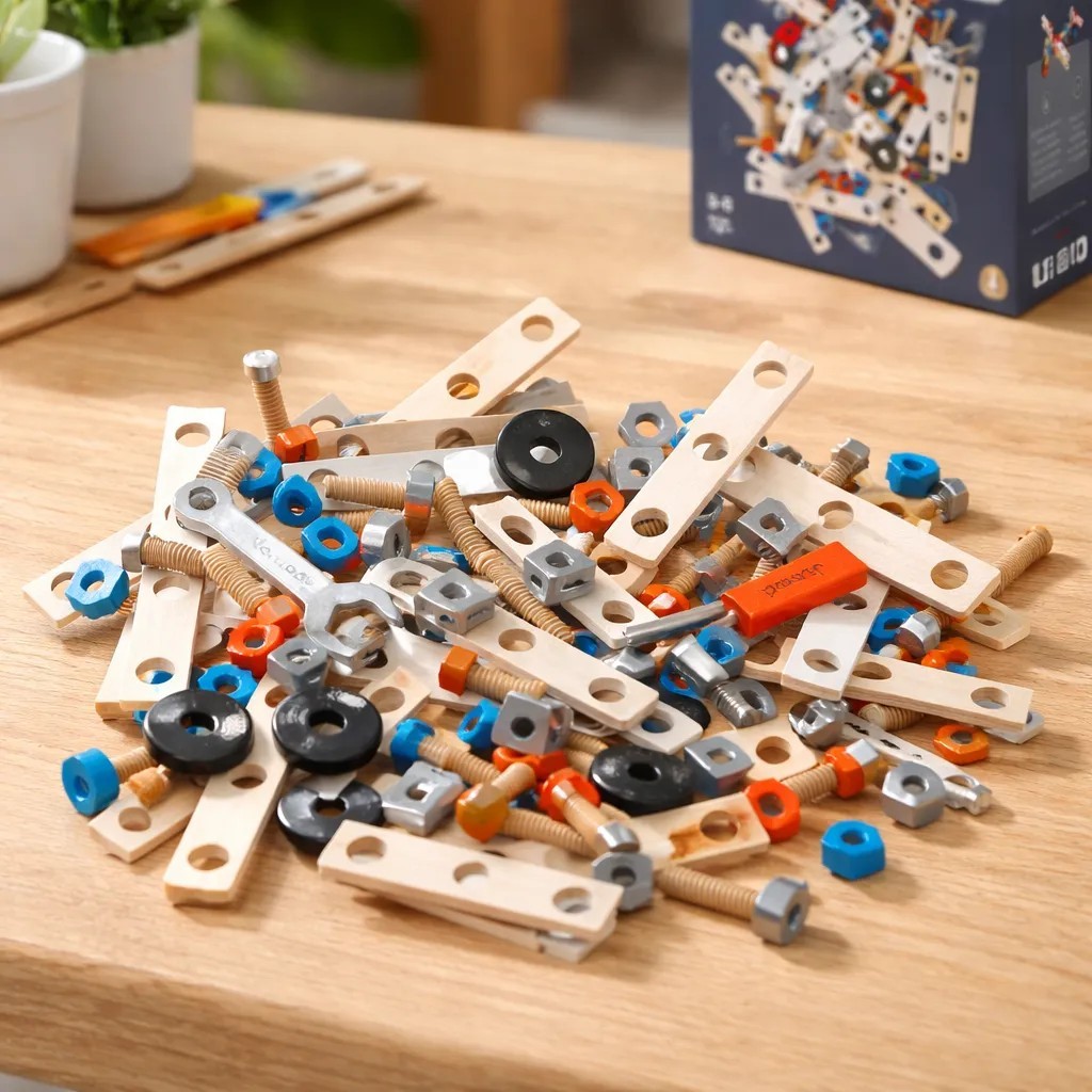 Brinquedo de Montar Brico Kids Janod 50 Peças Pequeno Engenheiro Kit Montagem Educativa Infantil