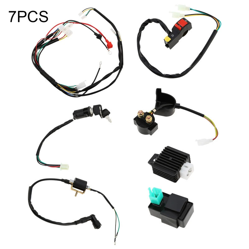 1 Conjunto de Fiação para Motor com Partida Elétrica, Compatível com 50cc 70cc 110cc 125cc, Kits de Sistema de Ignição c