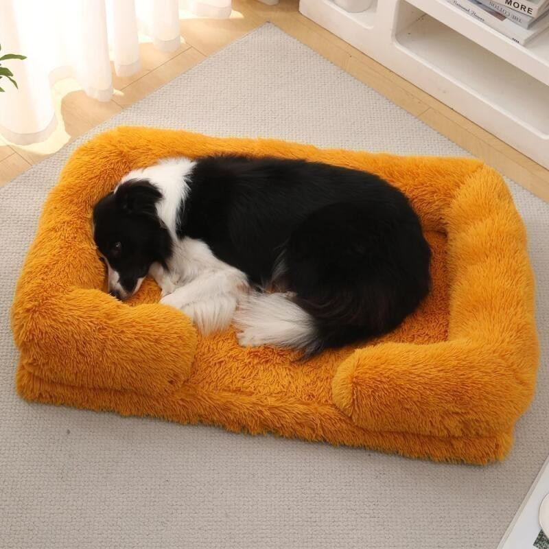 Cama Calmante para Cães Grandes, Sofá Ortopédico para Animais de Estimação com Espuma Tipo Egg Crate e Espuma de Memória