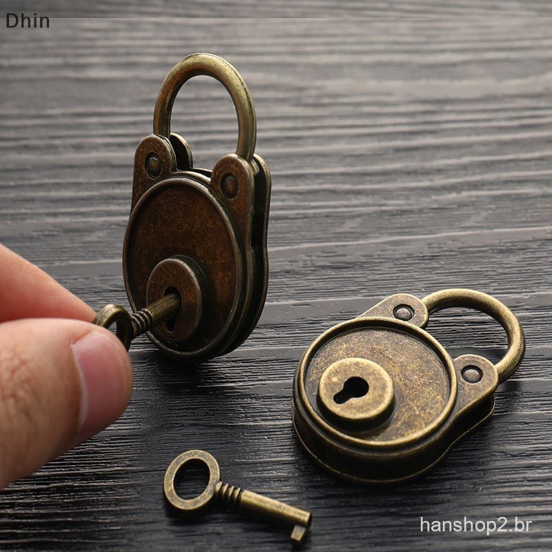 [Dhin] Cadeado Vintage Estilo Antigo Bloco de Notas Bagagem Cadeado Bronze Antigo COD N8PL