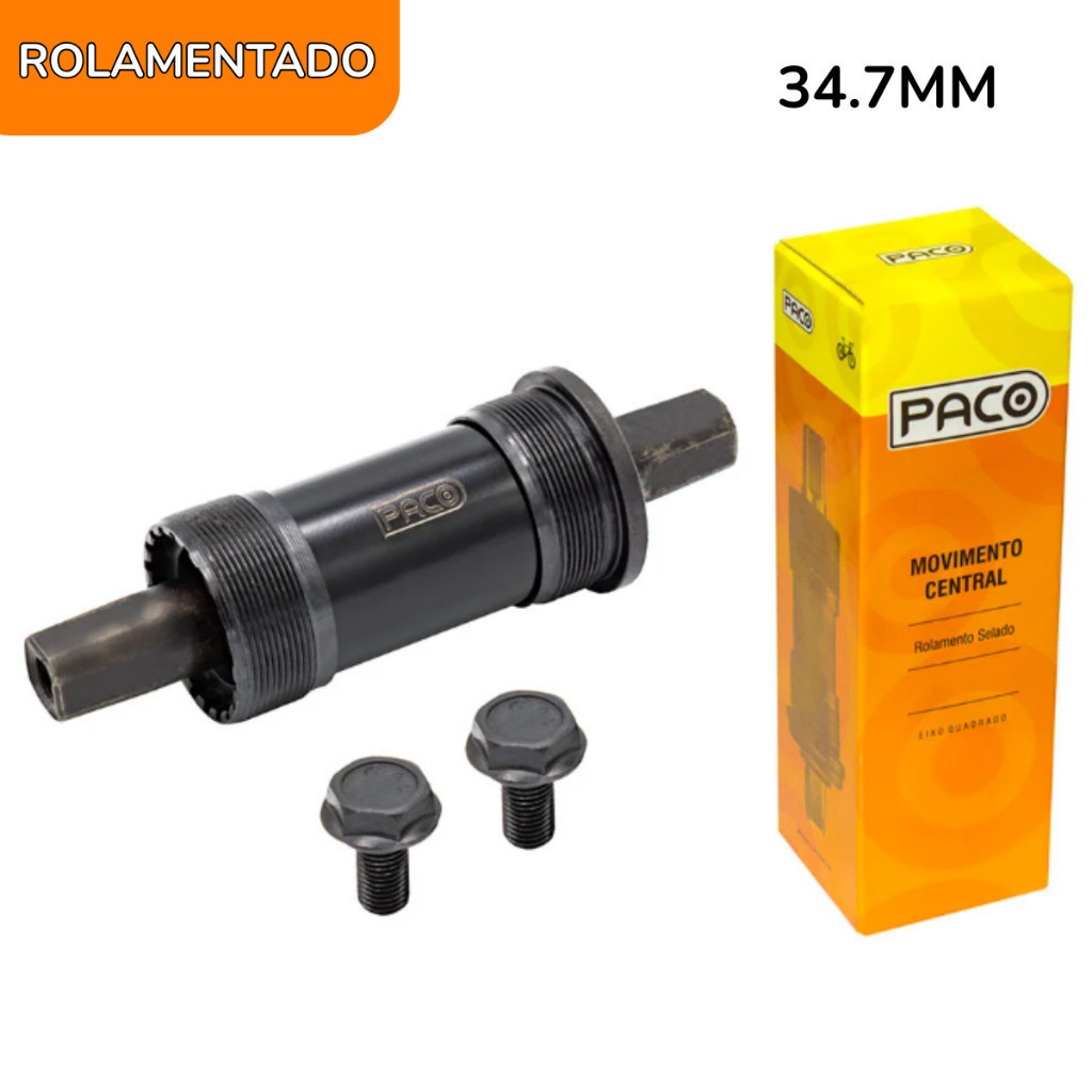 Jogo Movimento Central Rolamentado Paco 37.4mm Ponta Quadrada Bicicleta Bike