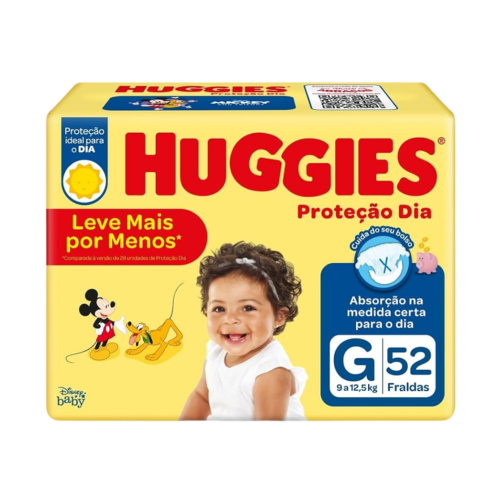 FRALDA INFANTIL HUGGIES MEGA PROTEÇAO DIA  TAM. GRANDE  C/52