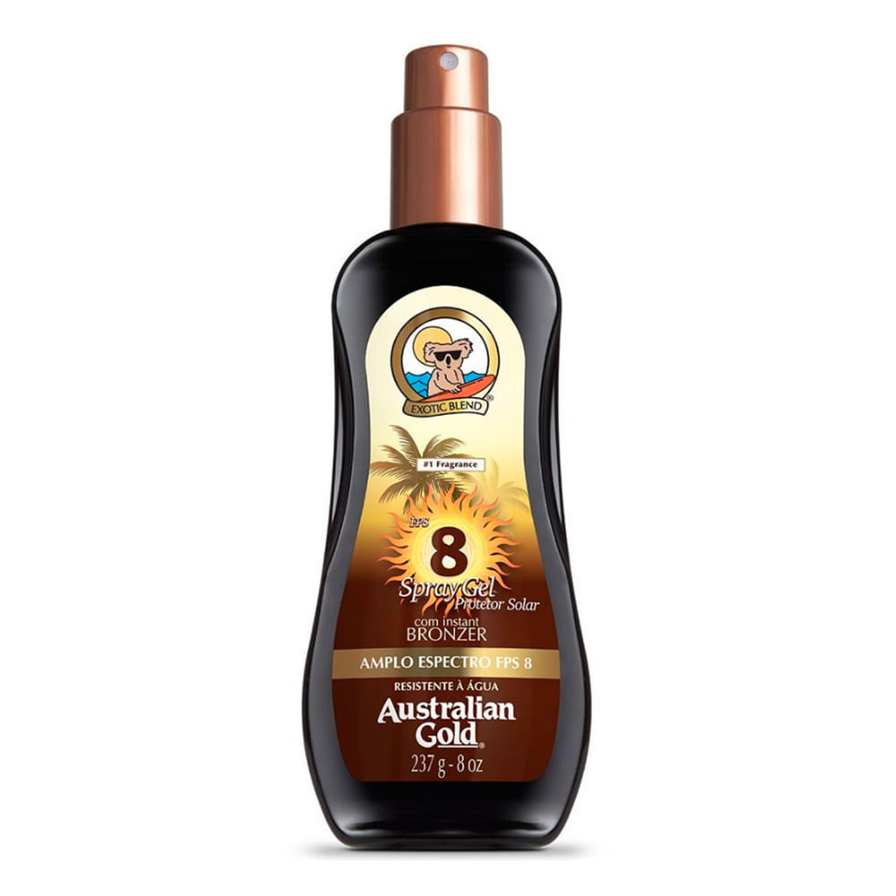 Protetor Solar Australian Gold Instant Bronzer FPS 8 Spray Gel 237g em Oferta na Shopee