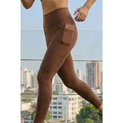 Calça Legging Fitness Bolso Lateral Polo Wear Marrom Escuro